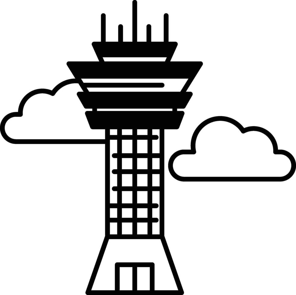 A tall building with a cloud in the background vector