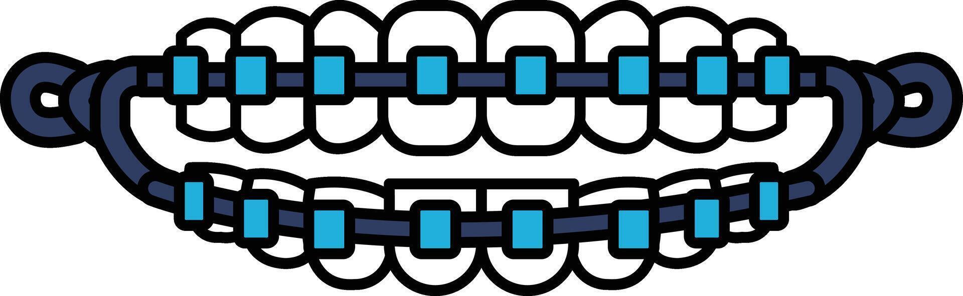 A cartoonish image of a mouth with braces vector