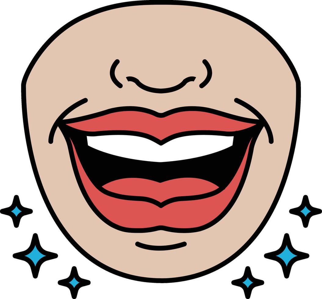 A cartoon of a smiling mouth with a star on it vector