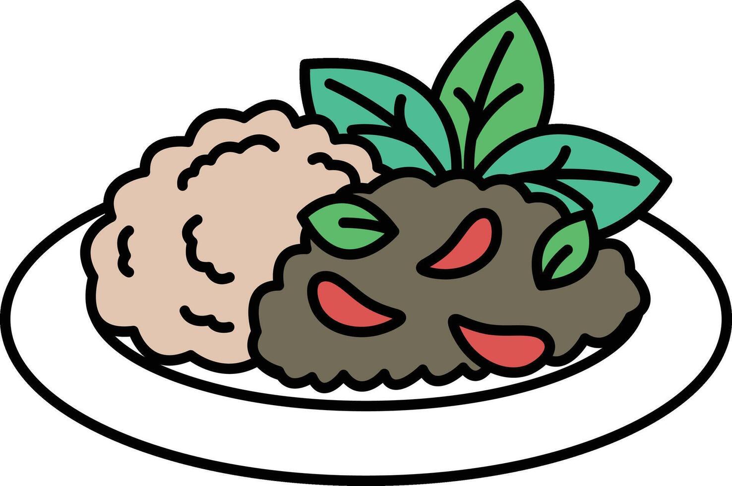 Illustration of stir-fried basil in line drawing style vector