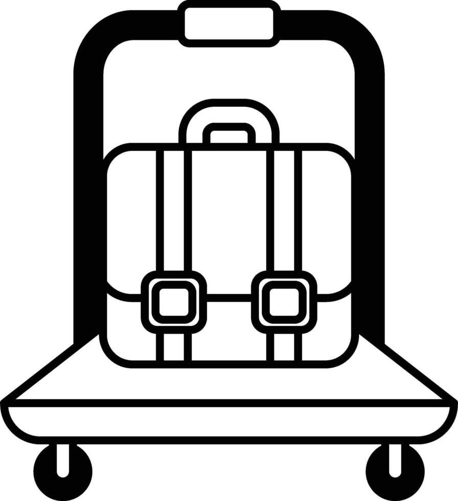 A luggage cart with a suitcase on it vector