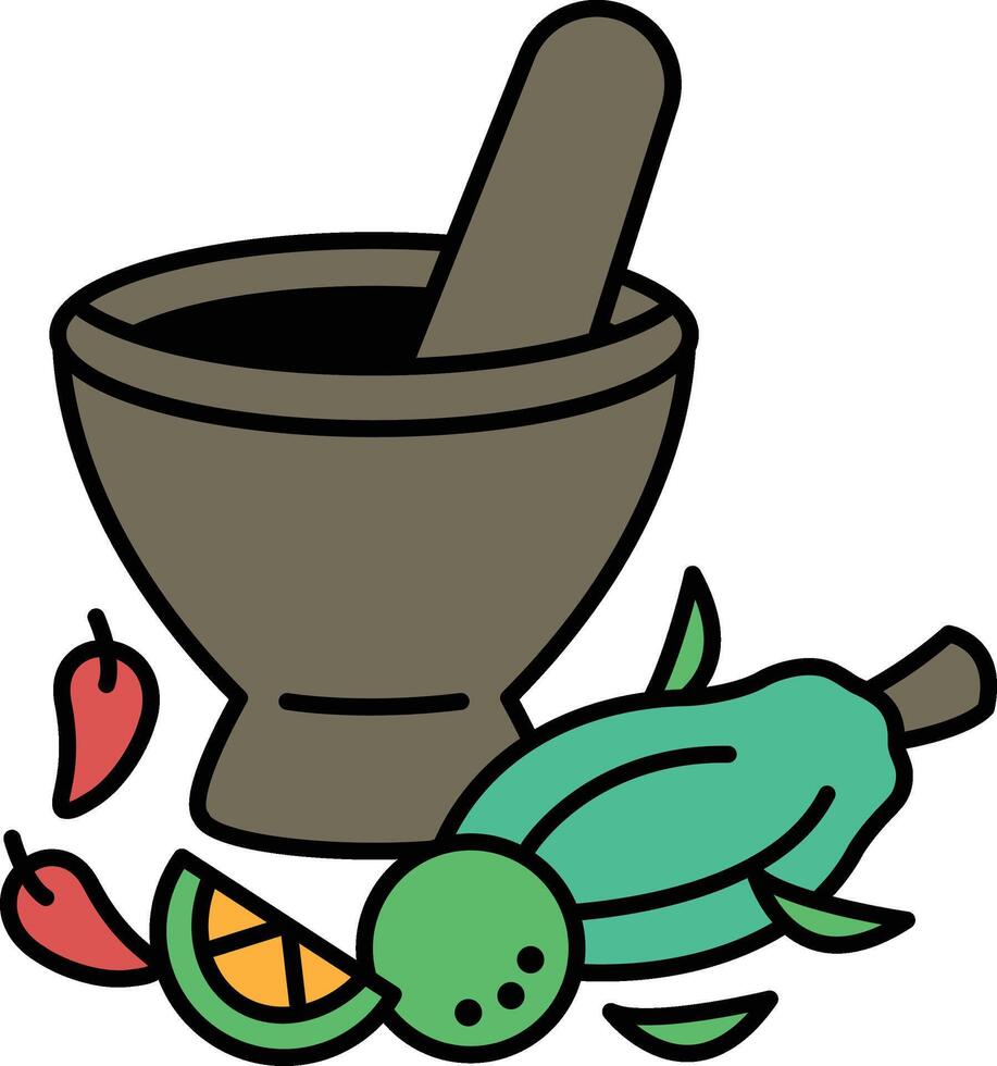 Illustration of Somtam in line drawing style vector