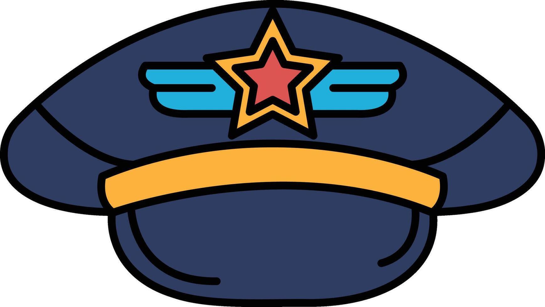 A blue hat with a star and an airplane on it vector