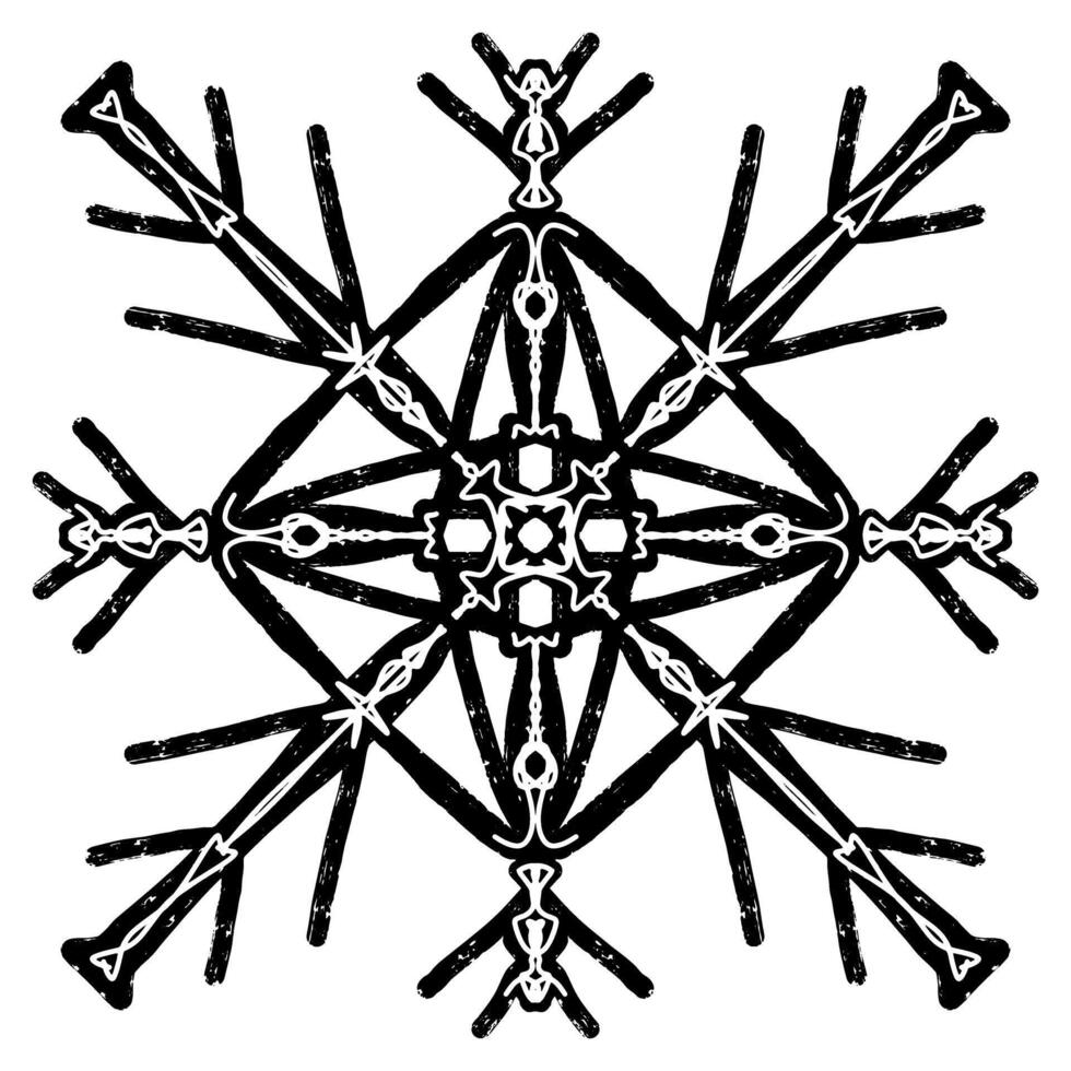 a snowflake is shown in black and white vector