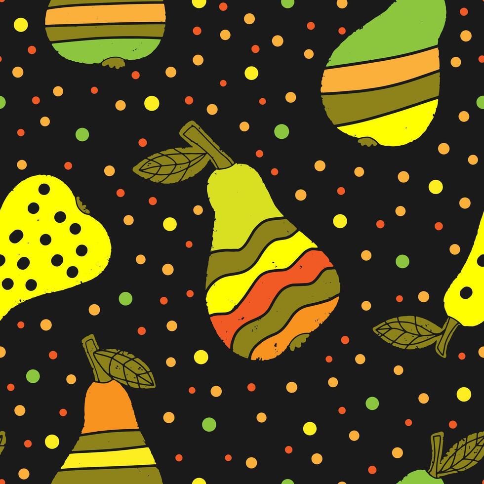 a seamless pattern with pears and leaves vector