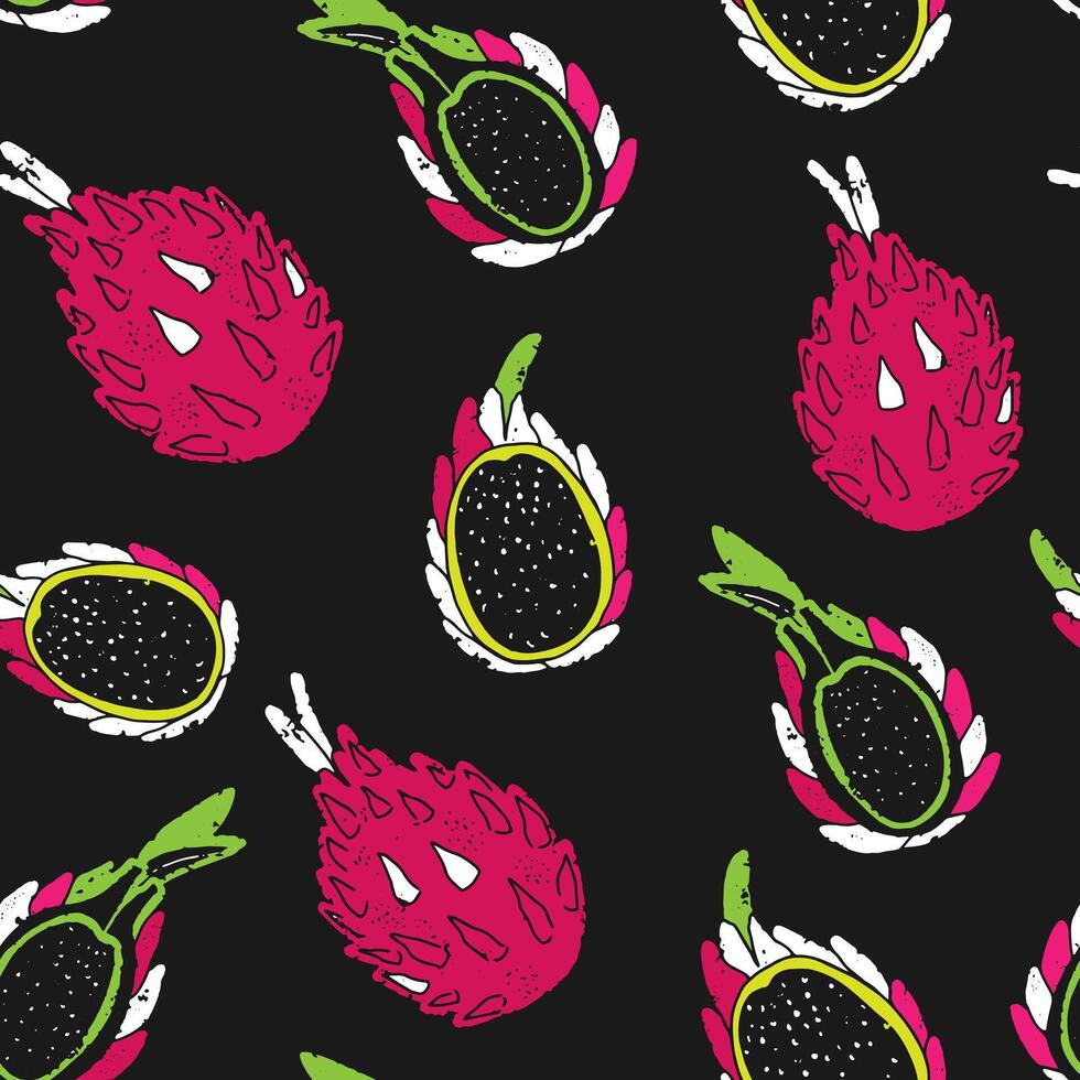 dragon fruit on black background vector