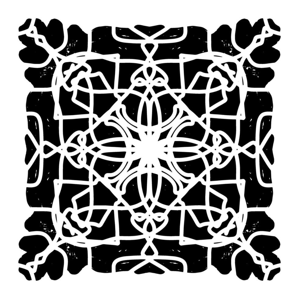 a black and white drawing of a square with a pattern vector