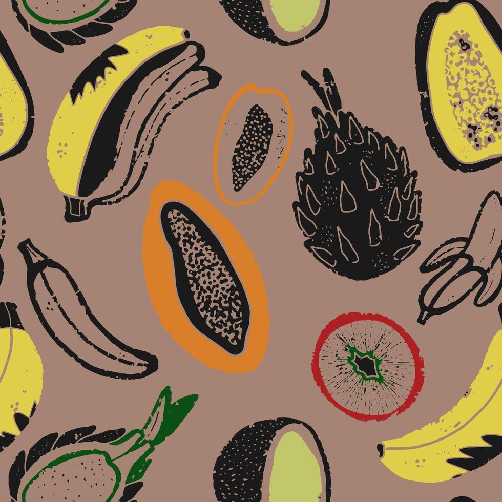 tropical fruit fabric vector