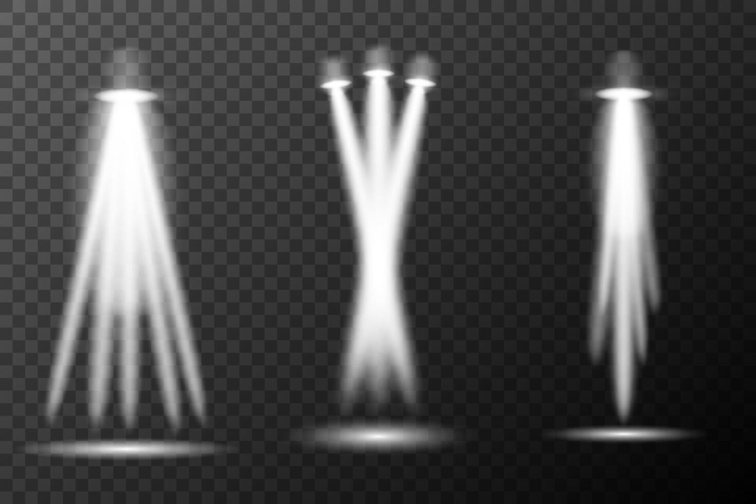 three different light beams on background vector