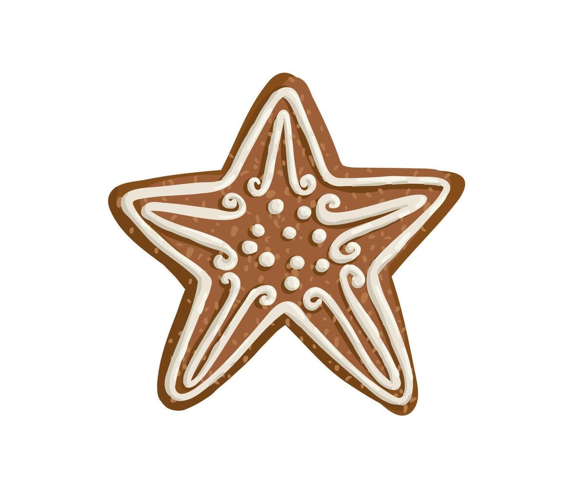 Christmas gingerbread star is drawn in a flat style. Holiday, sweets, pastries. Hand drawn illustration. vector
