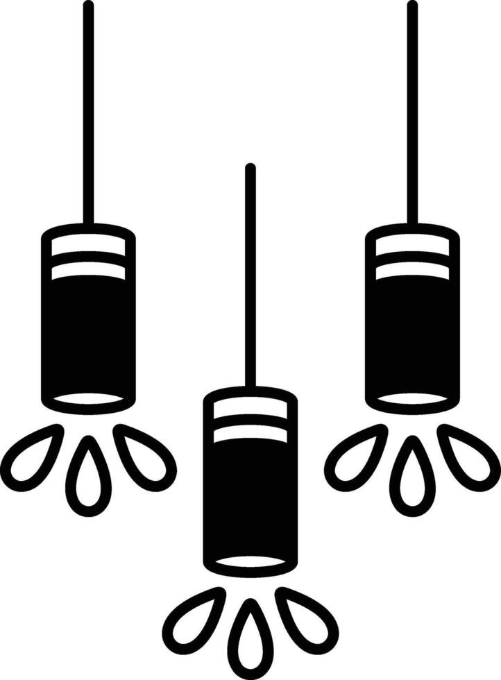 Three black and white lanterns hanging from the ceiling vector