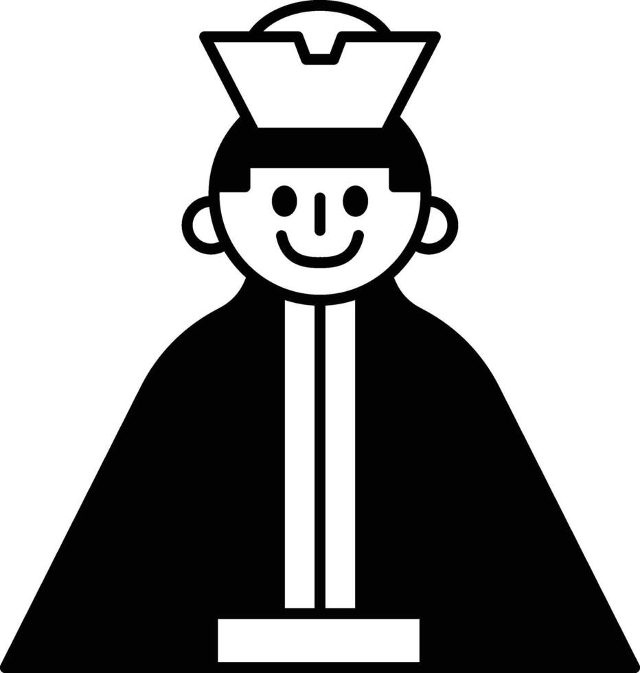 A cartoonish drawing of a man wearing a robe and a hat vector