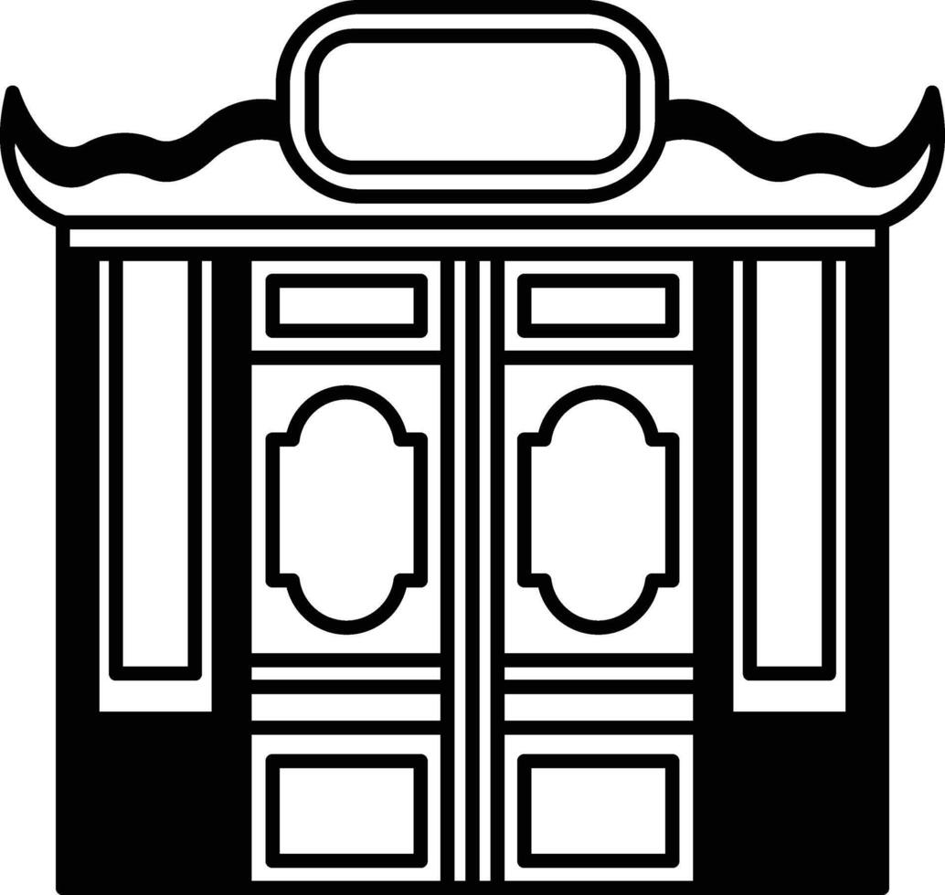 A building with black and white accents and a large sign vector