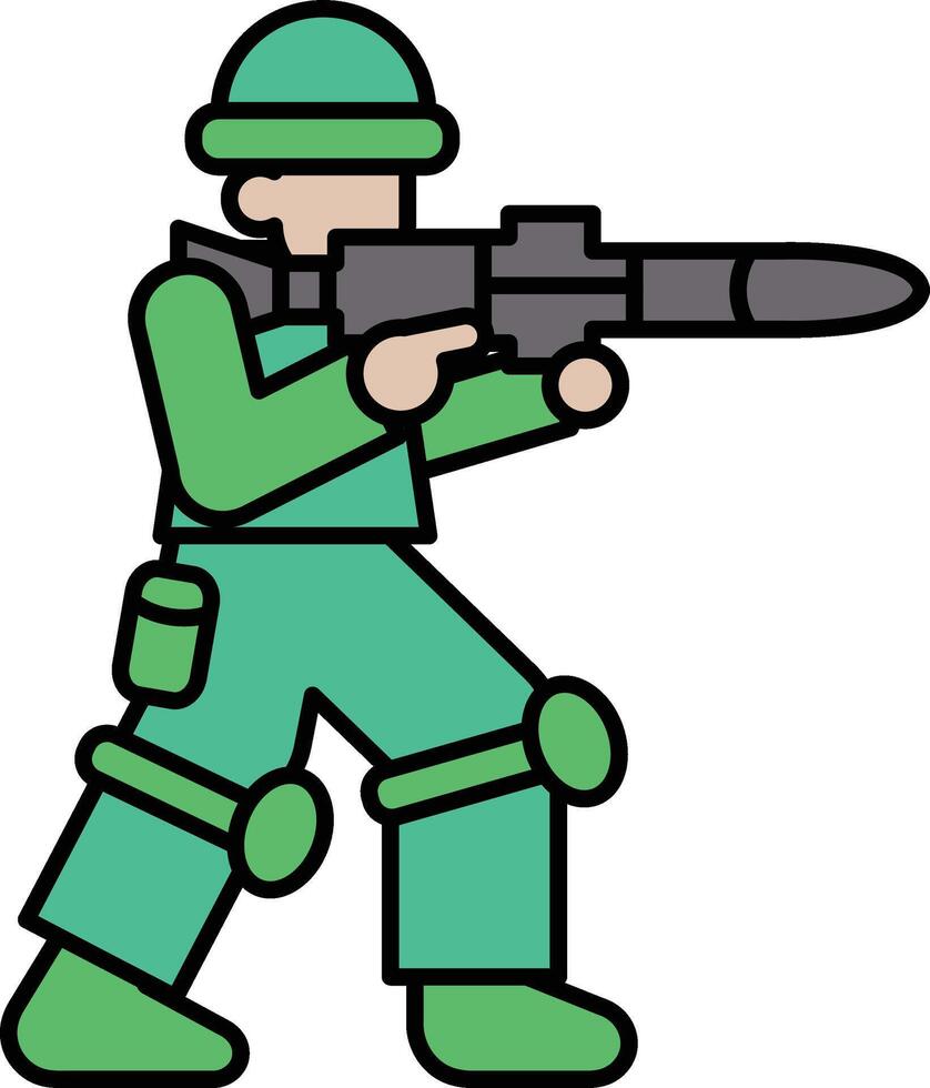A Soldier in green uniform holding a gun vector