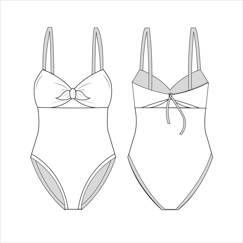 Flat sketch Fashion Swimsuit vector