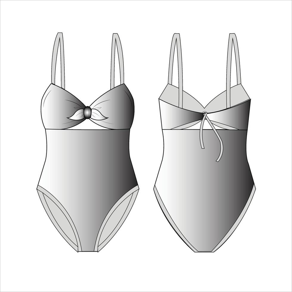 Gradient Suit Wrap Back lace Swimsuit vector