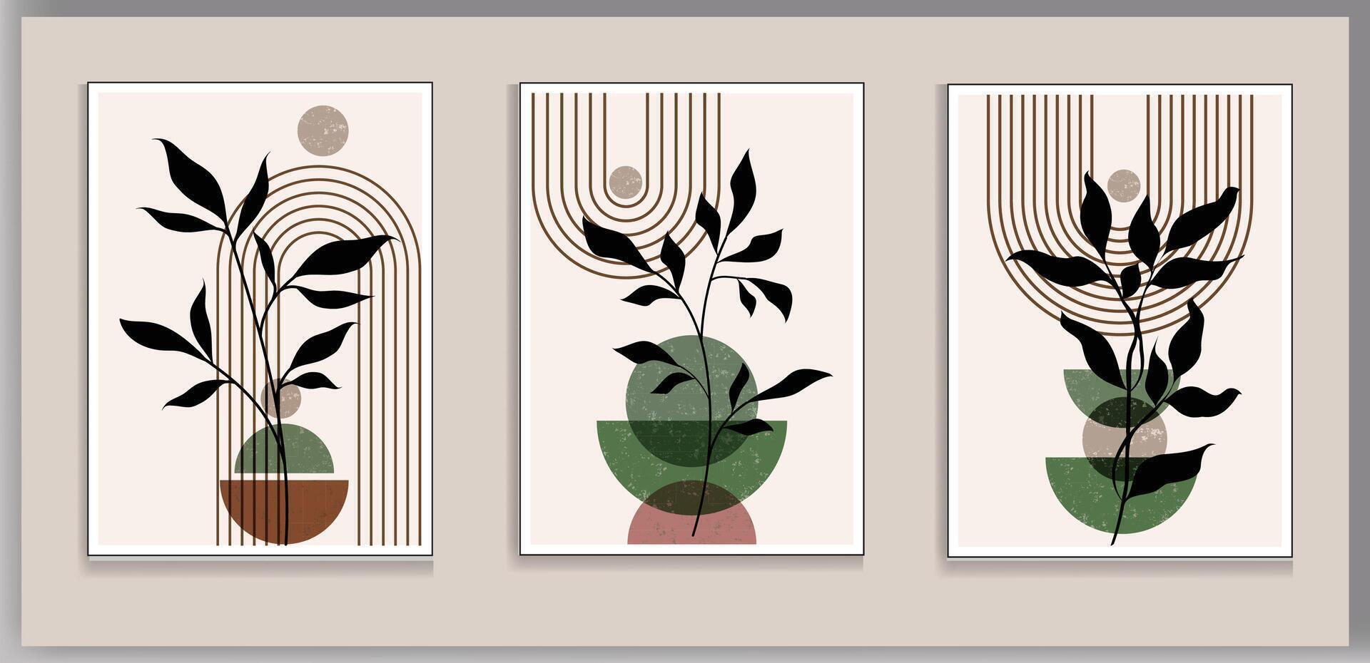Green wall art geometric green wall decor boho wall decor vector