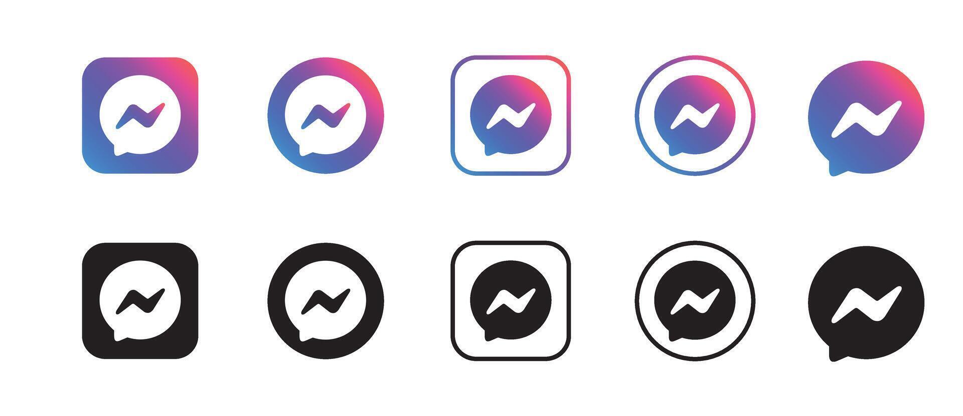 Messenger logo icon set, Facebook Messenger Icon illustration vector