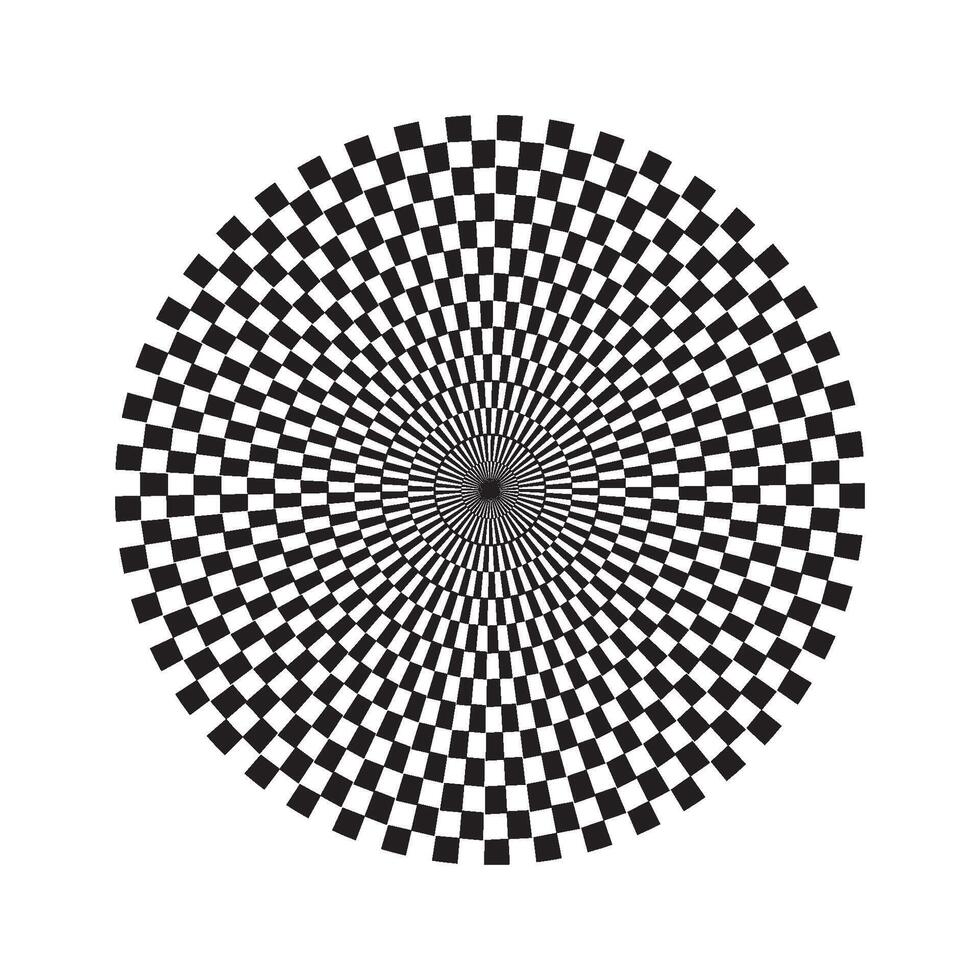 A black and white checkered pattern in the center of a circle vector