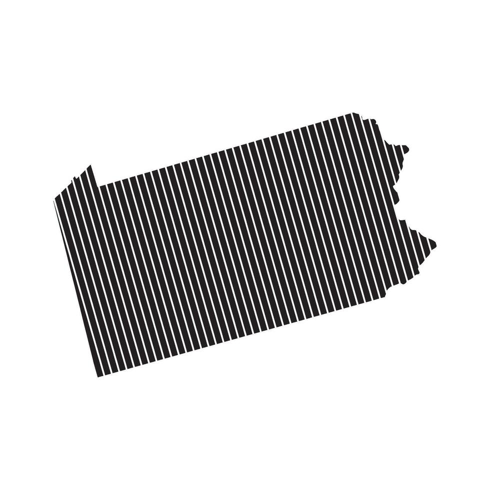 A black and white striped map of the state of pennsylvania vector