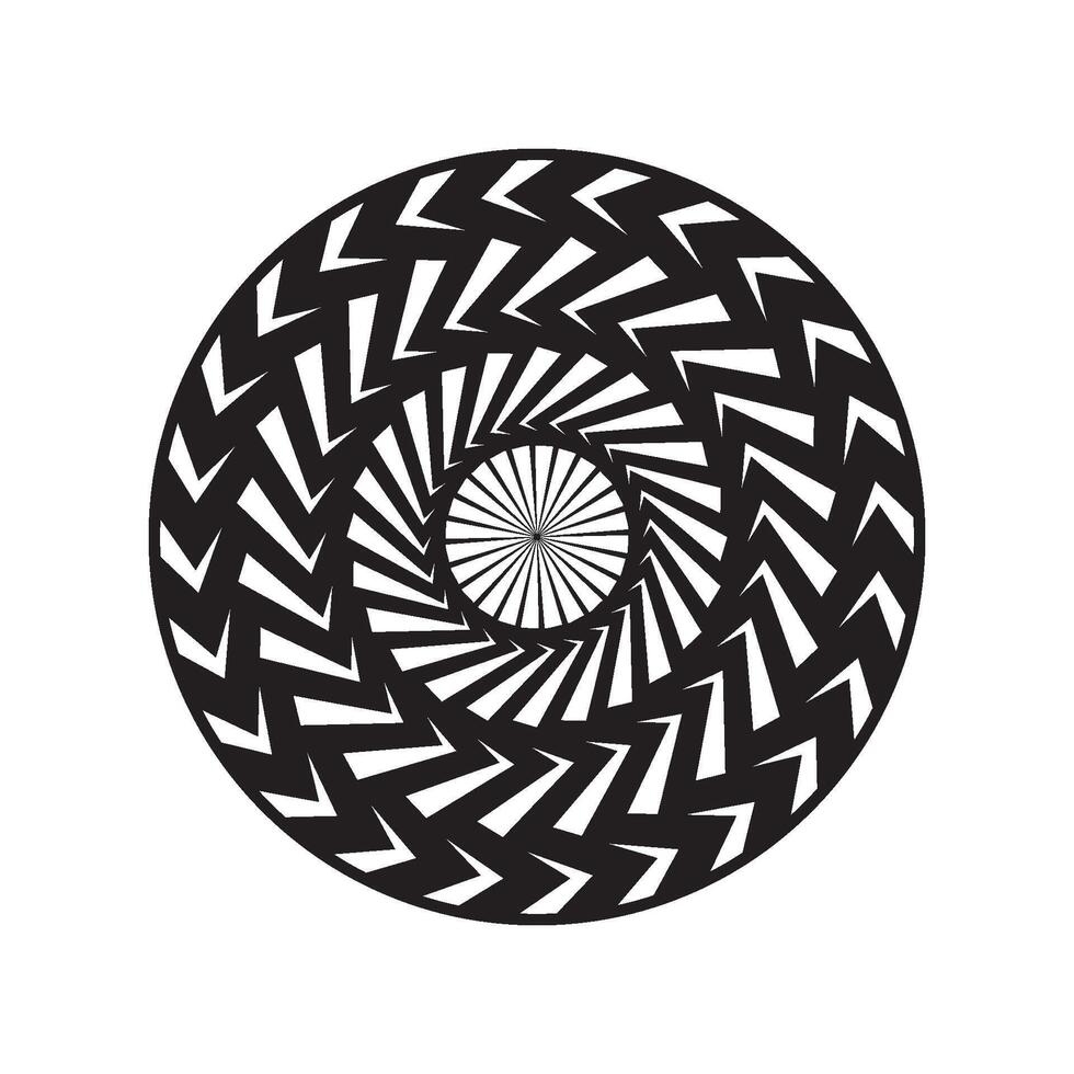 A black and white circular design with a pattern vector