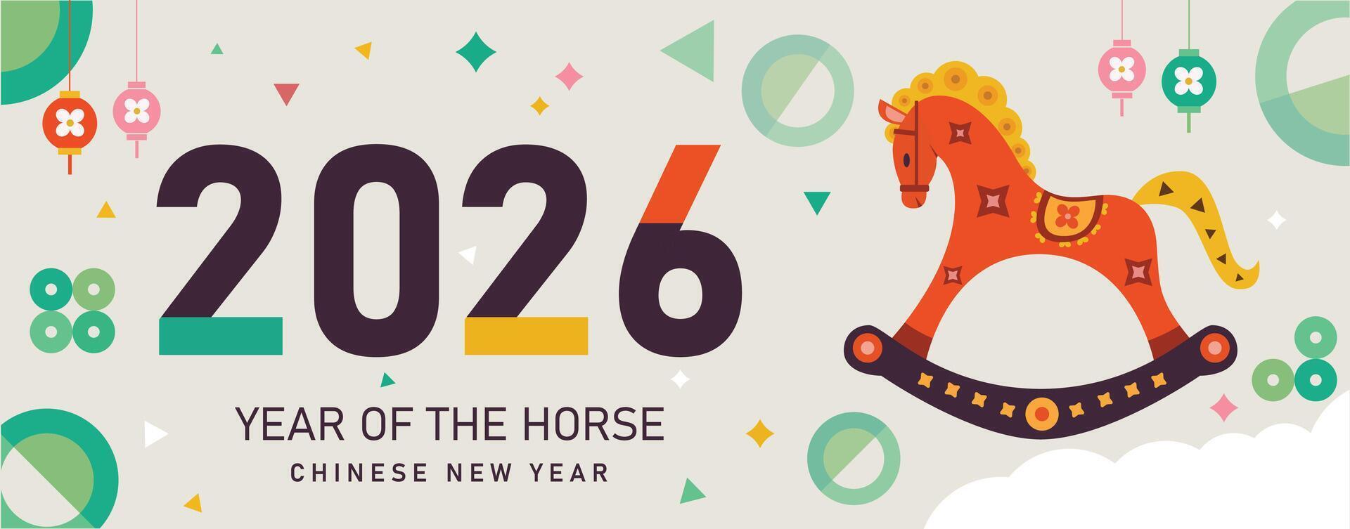 2026 chinese new year , Happy Chinese New Year 2026 with horses, lantern, New Year banners, posters, newsletters, 2026 Lunar New Year vector