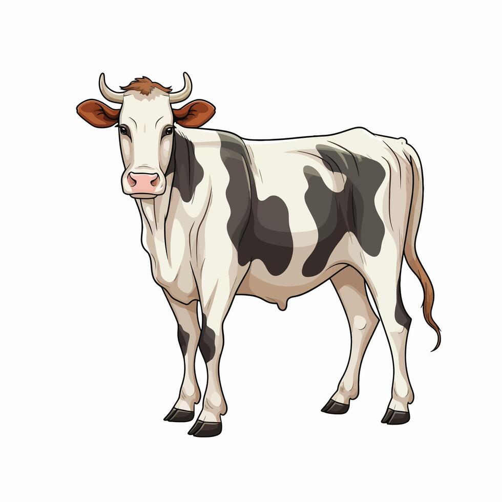 A cartoon cow standing on a white background vector