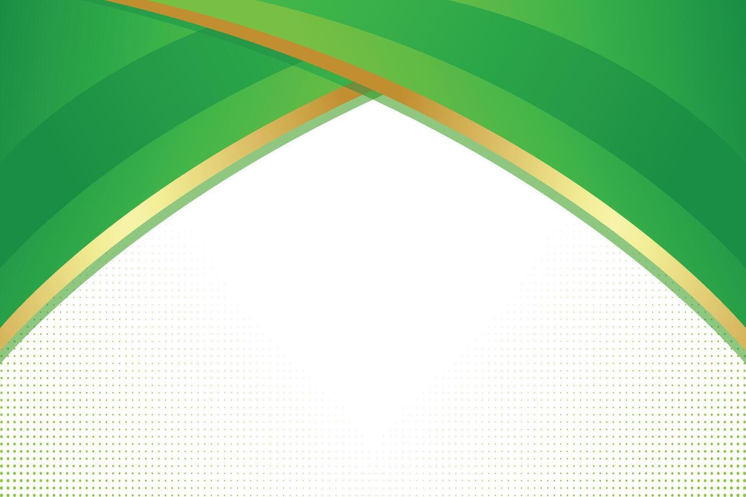 Green background with golden shape and white space vector