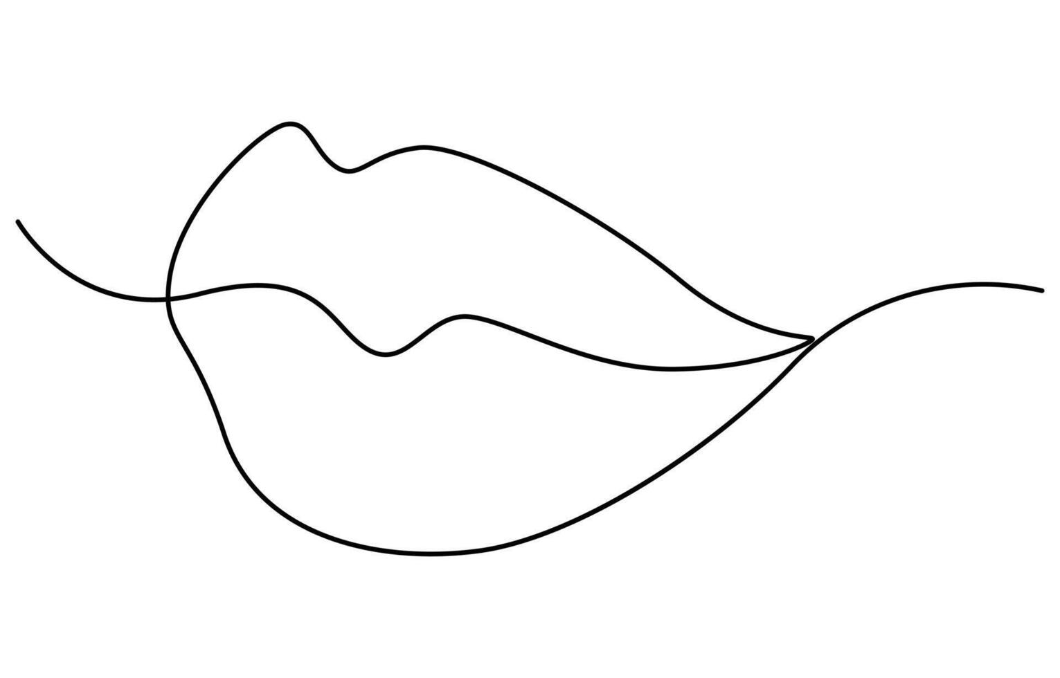 single line drawing of mouth and lips vector