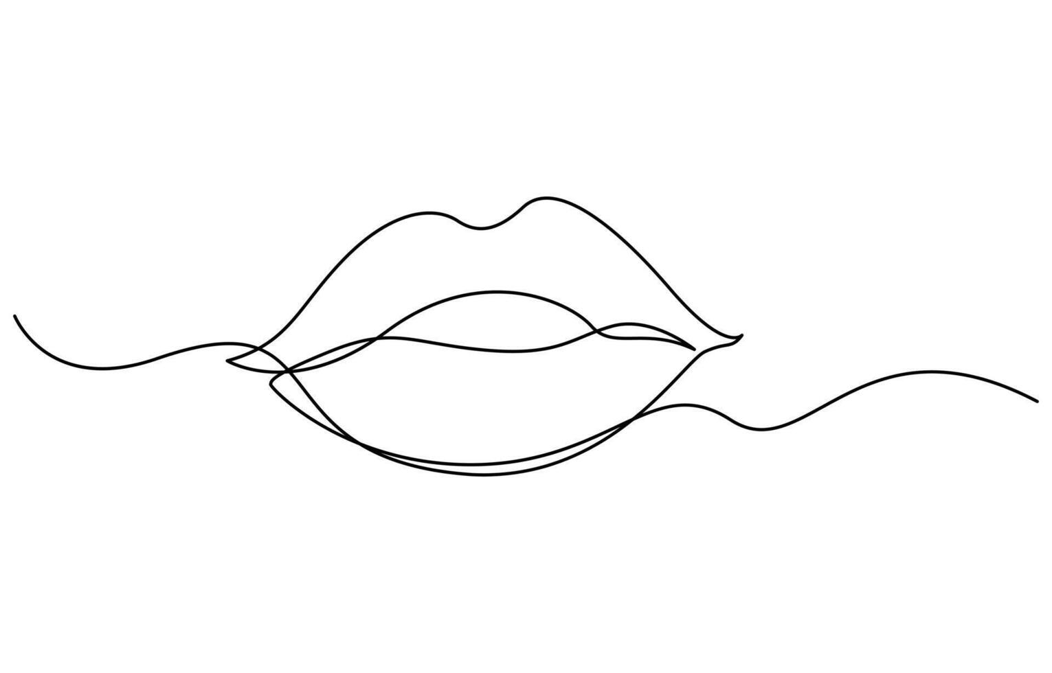 one line drawing of mouth and lips vector