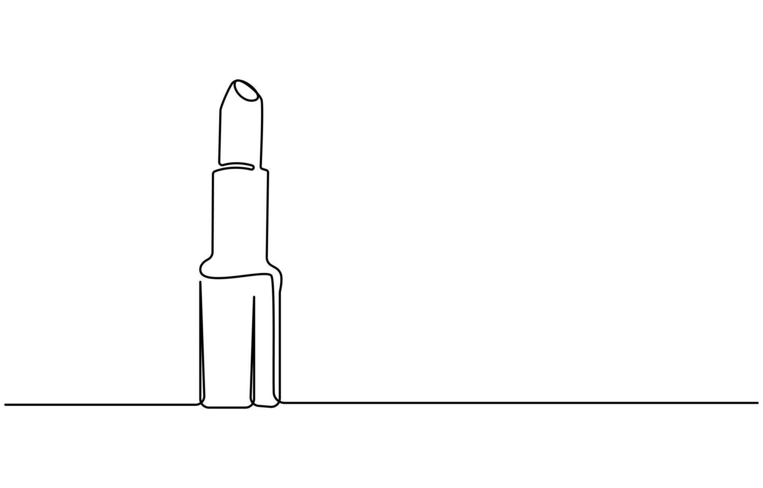 Continuous one line drawing of lipstick cosmetic vector