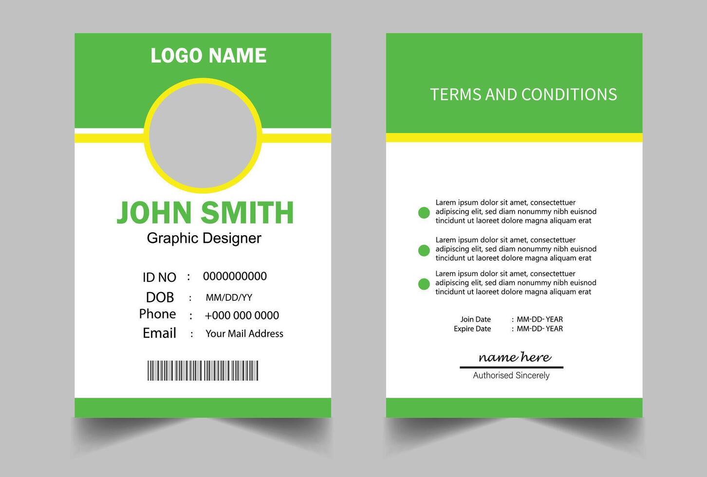 Green Awesome ID card template vector