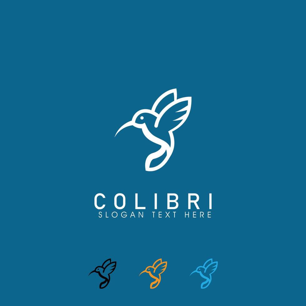 humming bird Colibri logo isolated on blue background. simple and clean humming bird fly logo inspiration. great for use brand vector