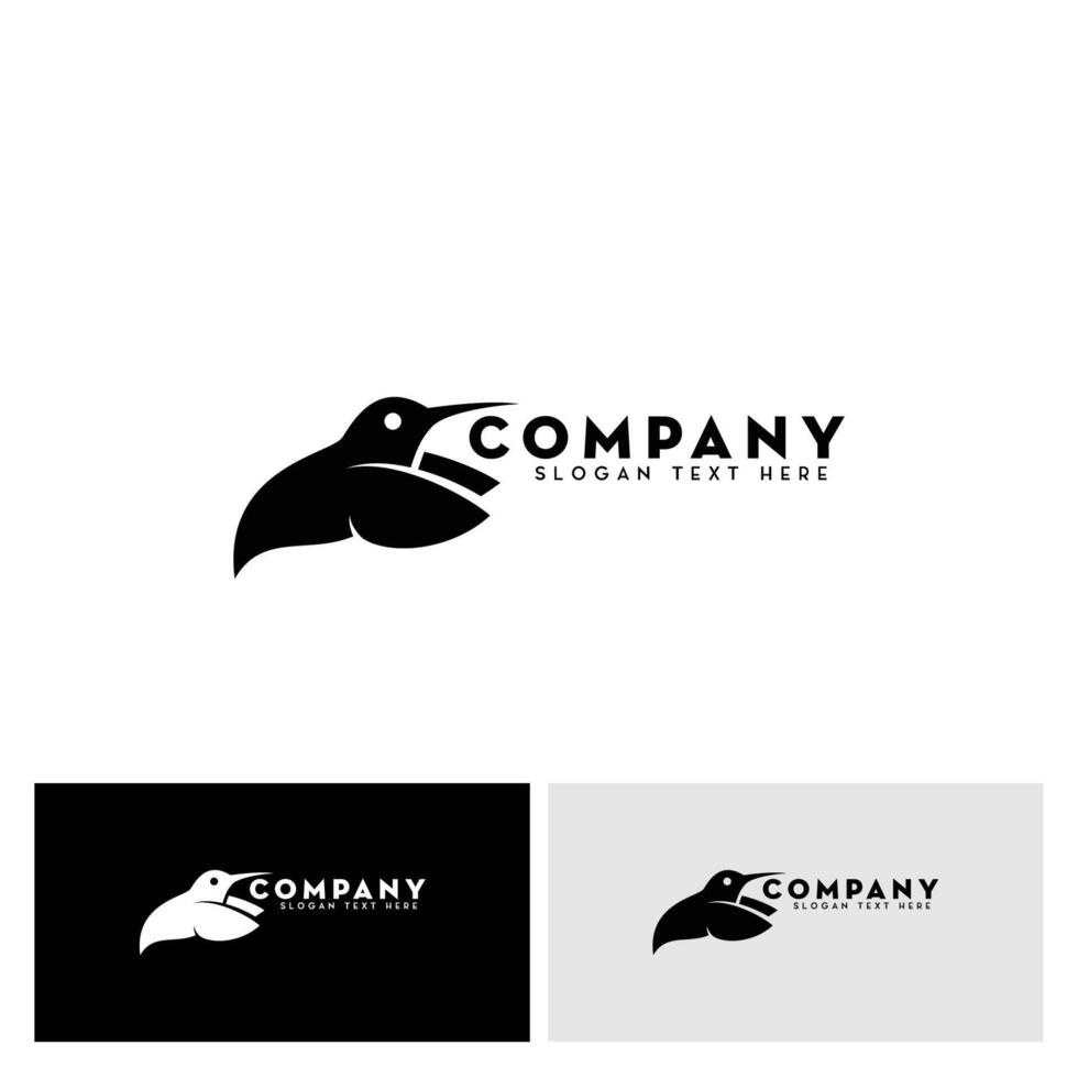simple black humming bird logo. silhouette humming bird on preview black and white vector