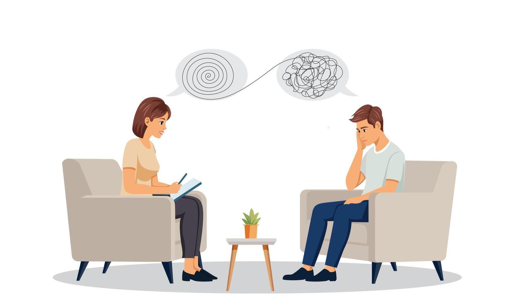A Woman Therapist Engaging with a Distressed Patient vector