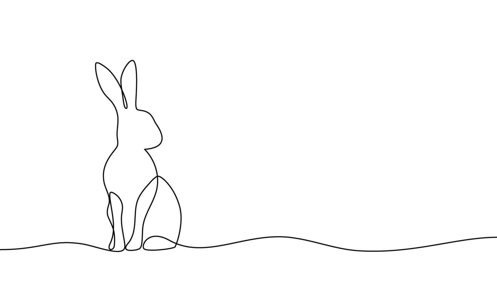 Continuous line banner rabbit. Animal. Cute bunny silhouette. Spring illustration, linear minimal style vector