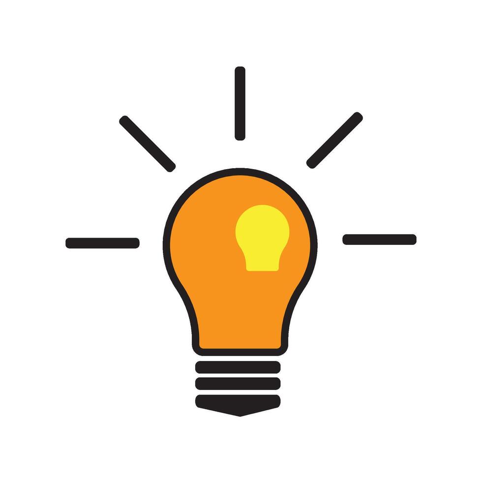 An orange light bulb with a yellow light coming out of it vector