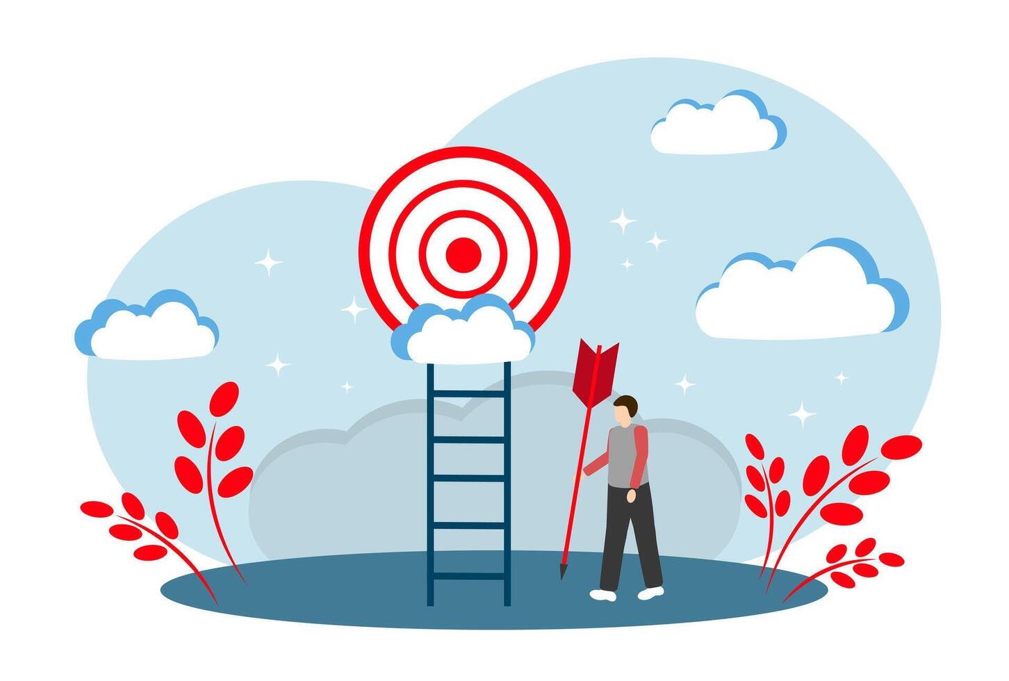 The concept of achieving goals and targeted advertising. Playing darts. vector