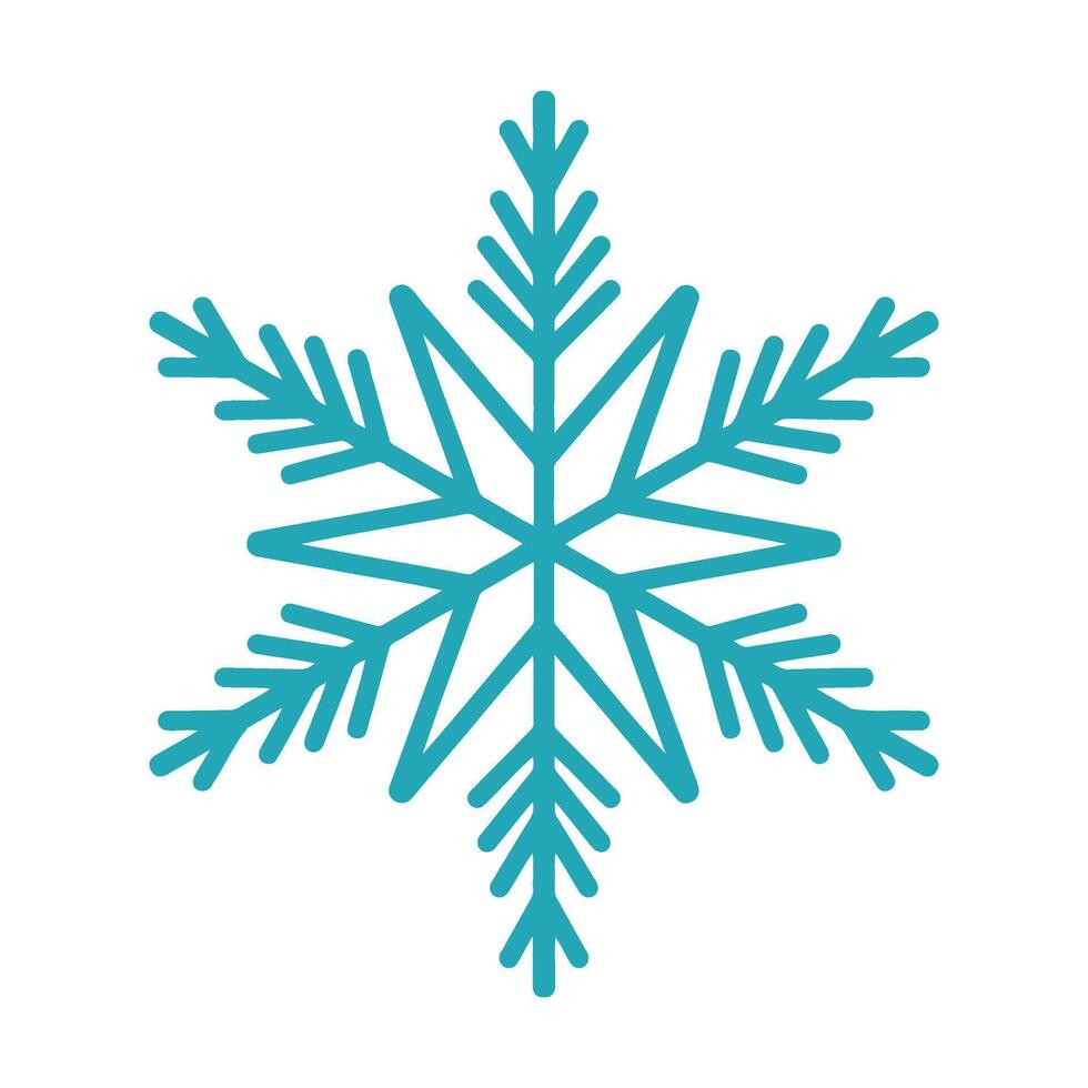 Unique snowflake, detailed illustration. Graphic outline doodle drawing. Christmas and New Year symbol. Unique snowflake silhouette icon for frosty winter designs and decorations vector