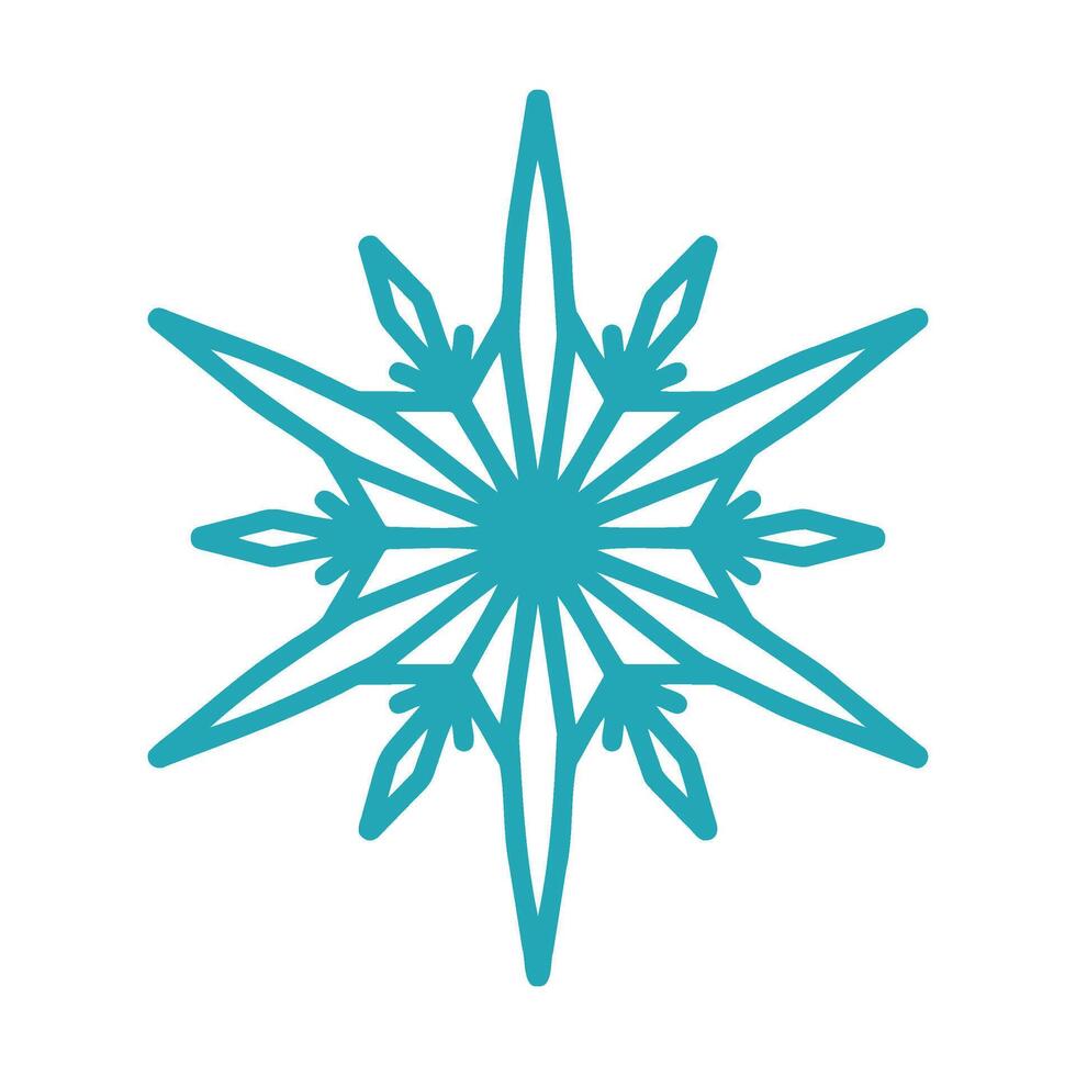 Detailed snowflake, unique hand drawn illustration. Graphic outline doodle drawing. Christmas and New Year symbol. Unique snowflake silhouette icon for frosty designs. vector