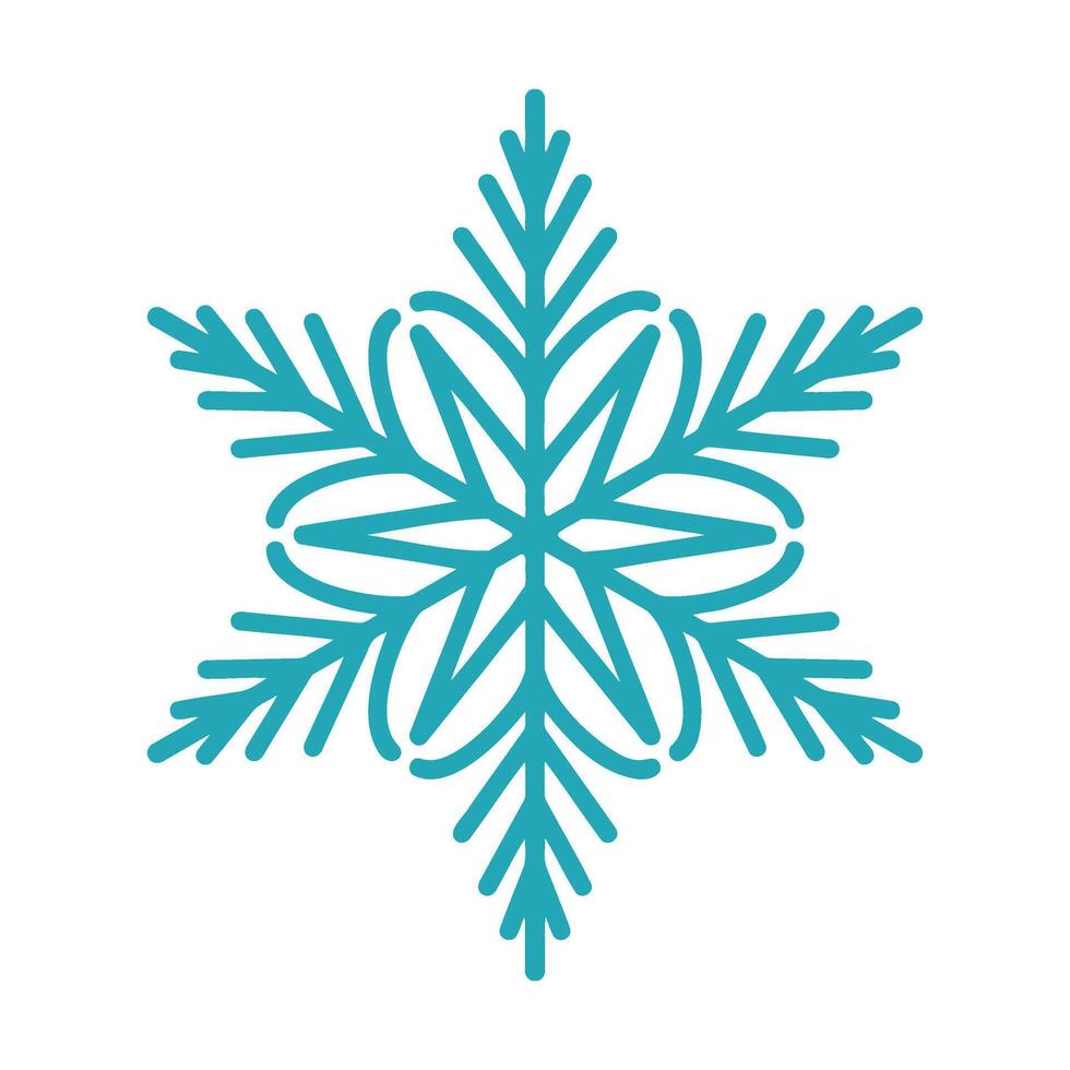 Detailed snowflake, unique hand drawn illustration. Graphic outline doodle drawing. Christmas and New Year symbol. Unique snowflake silhouette icon for frosty winter designs. vector