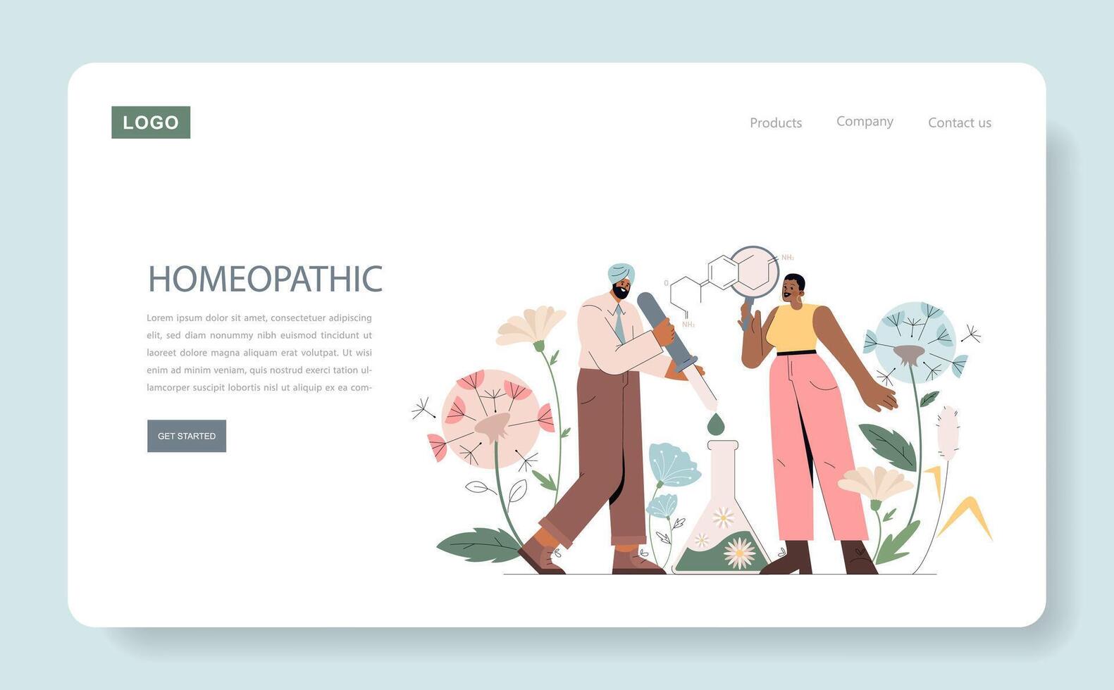 homeopathy. Flat Illustration vector