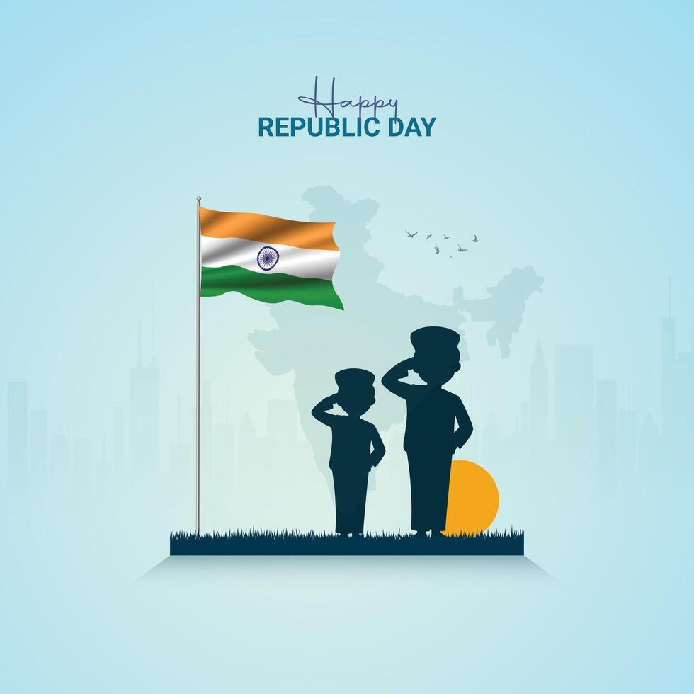 Republic Day greetings with national color and symbol. illustration design. vector