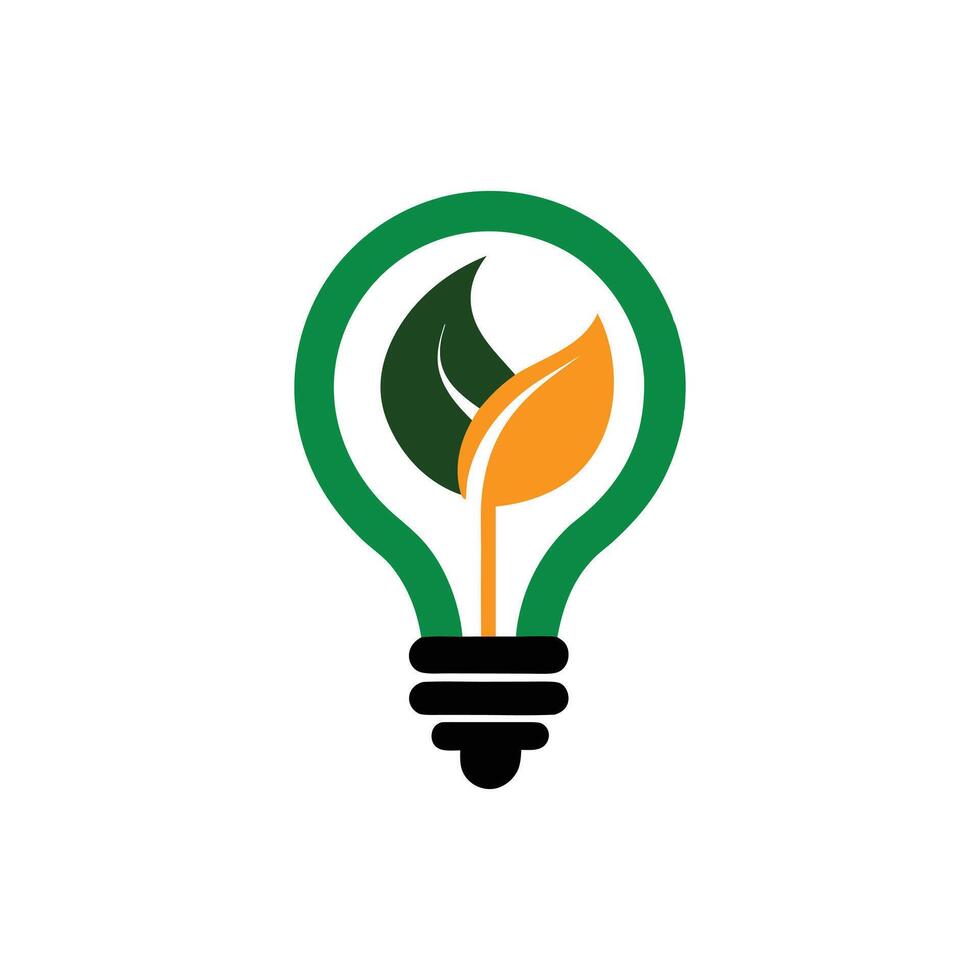 Eco Light Logo Design - Bulb with Leaf in Minimalist Style vector