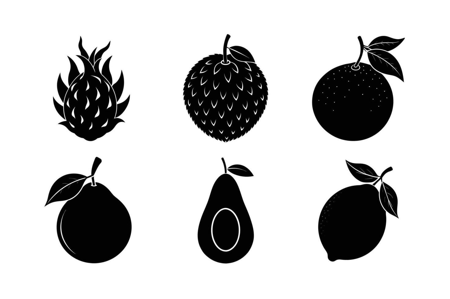 Tropical Fruit Medley - Dragon, Guava, Lime, Lychee, Avocado, Lemon vector