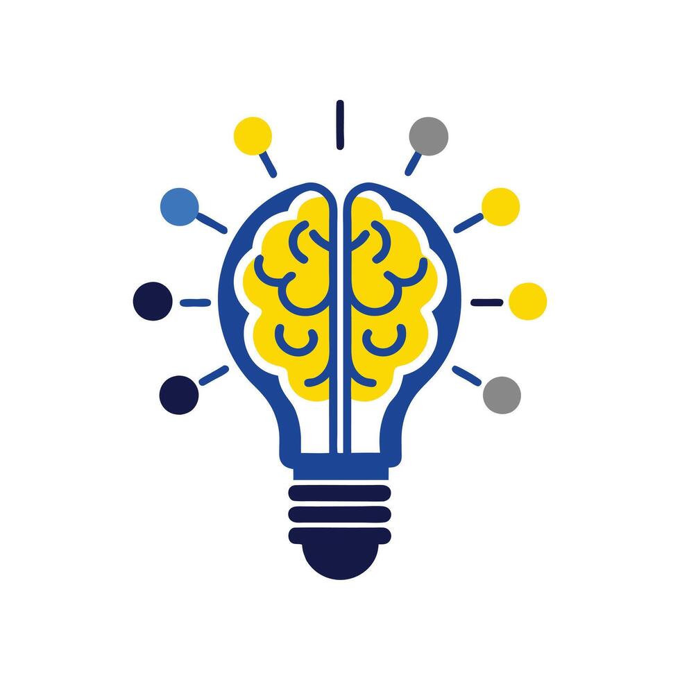 Creative Thinking Logo - Brain and Bulb Fusion for Inspiration vector