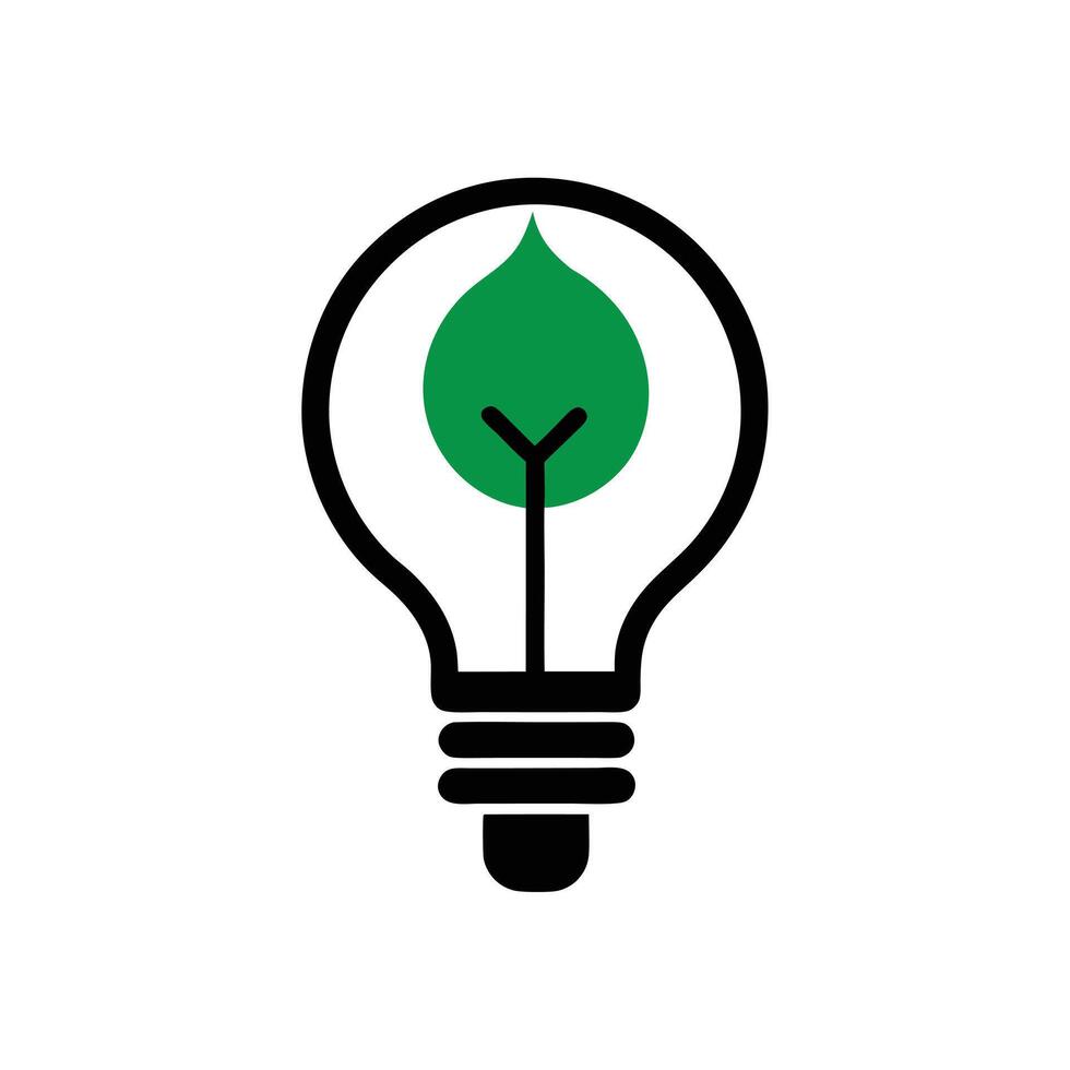 Nature Meets Innovation - Elegant Bulb and Leaf Logo Design vector