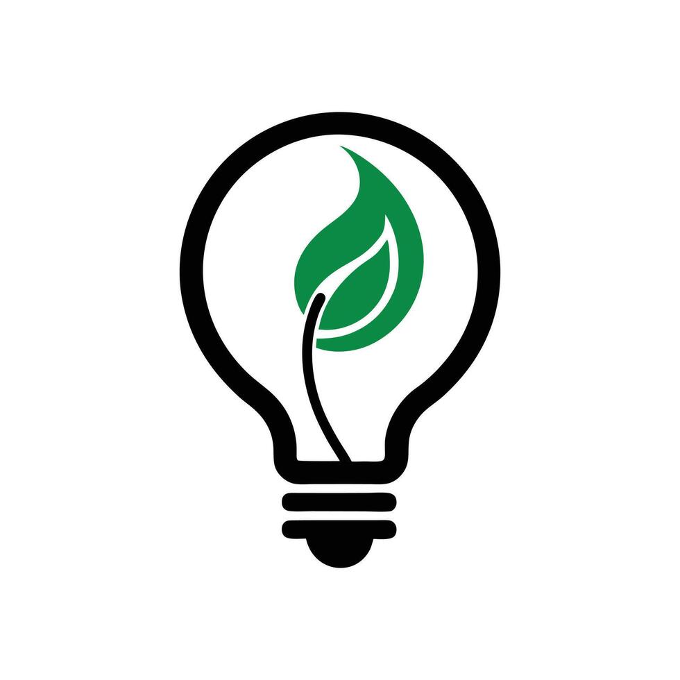 Eco Innovation Logo - Simple Bulb and Leaf for Natural Energy vector