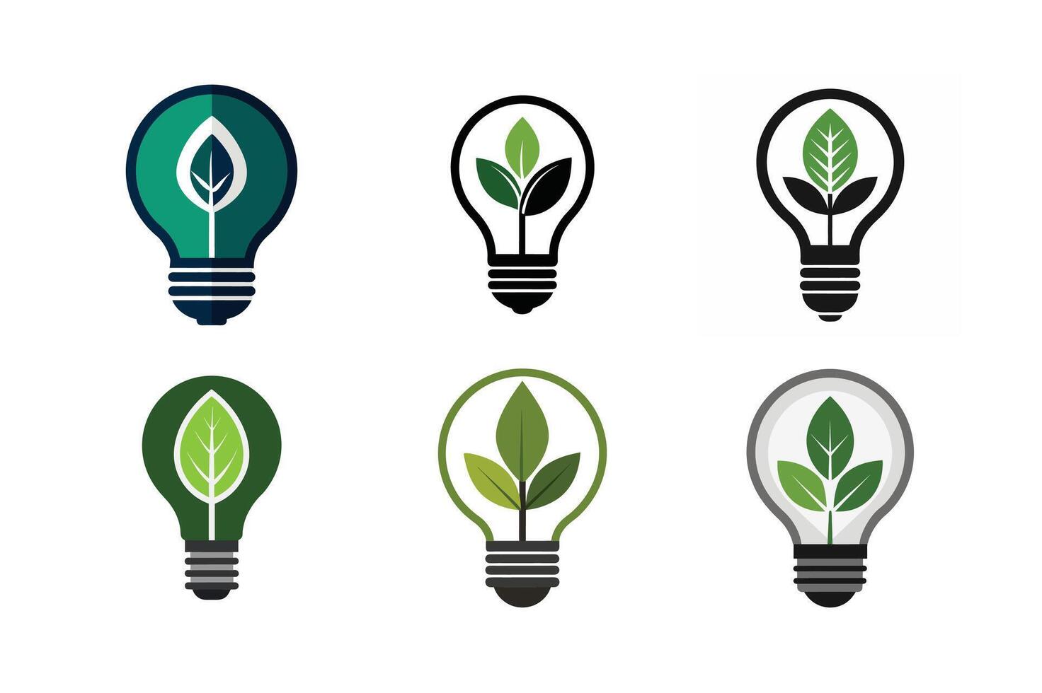 Eco Friendly Light Bulb Lamp Bundle with Natural Leaf Icon vector