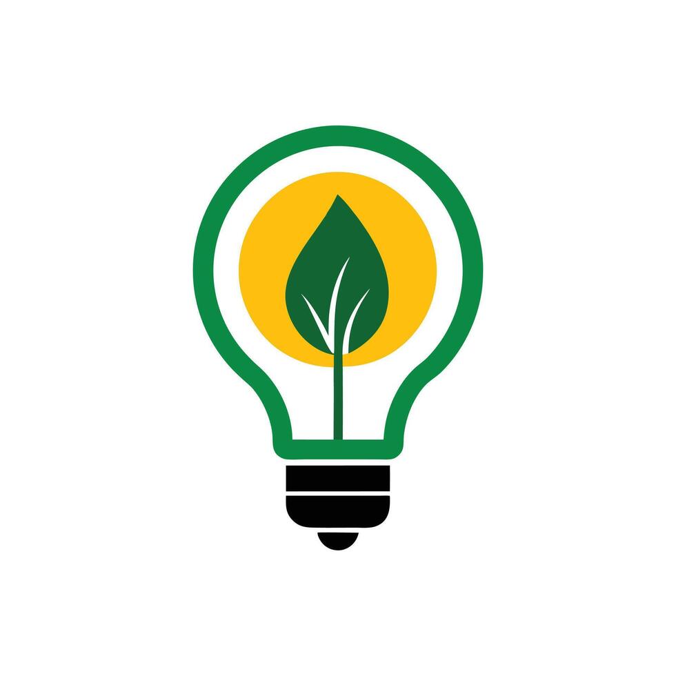 Creative Green Logo Design - Minimalist Bulb and Leaf Integration vector